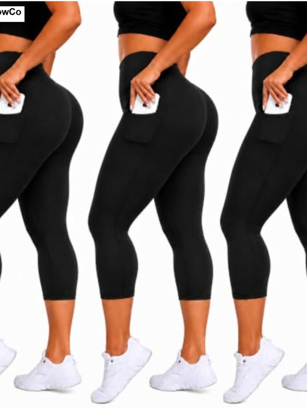 Plus Size High Waisted Leggings with Pockets 3 Pack Workout Yoga Spandex